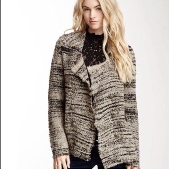 Free People Sweaters - Free People Womens S Zebra Yarn Double Breasted Cardigan Sweater